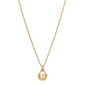 Metal CD Logo Oval Pendant Necklace Gold