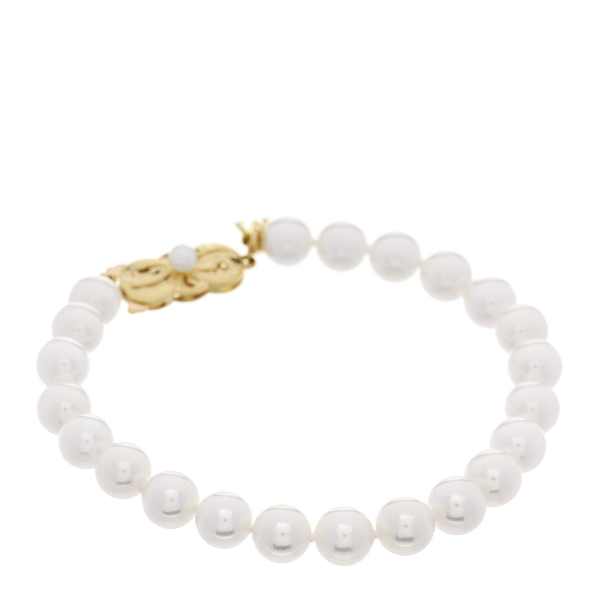 18K Yellow Gold Akoya Cultured Pearl 6.5-7mm Strand Bracelet
