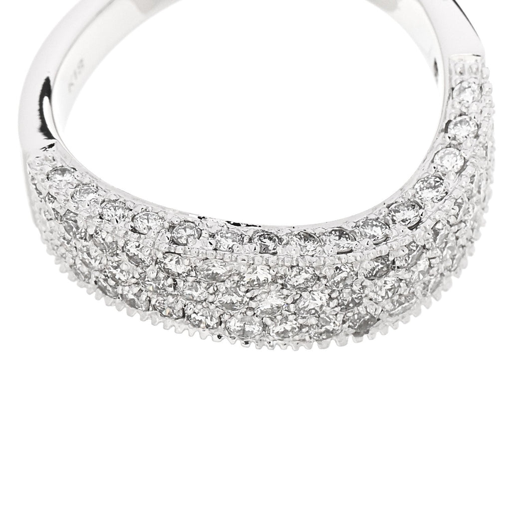 18K White Gold Diamond 1.21ctw Paved Curved Ring 54 6.75