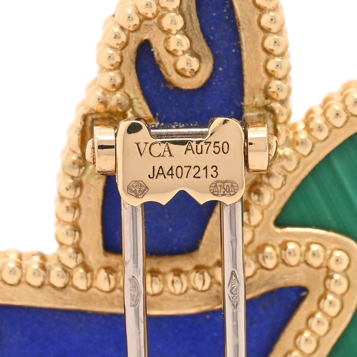 18K Yellow Gold Lapis Lazuli Malachite Black Onyx Humming Bird Brooch Pin