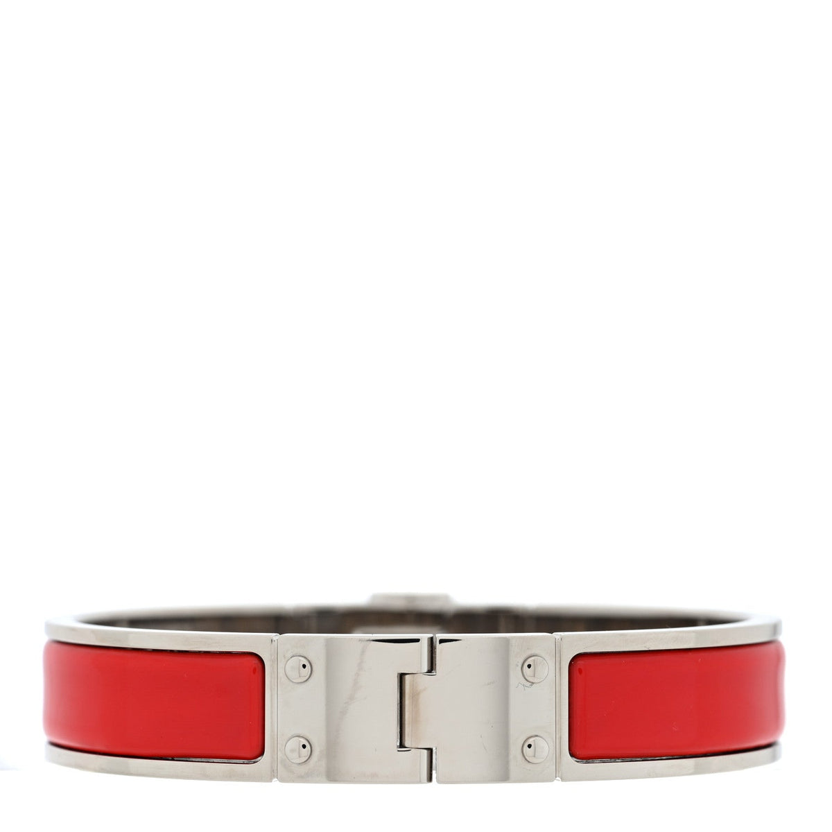 Enamel Charniere Uni Narrow Hinged Bracelet S Rouge Vif