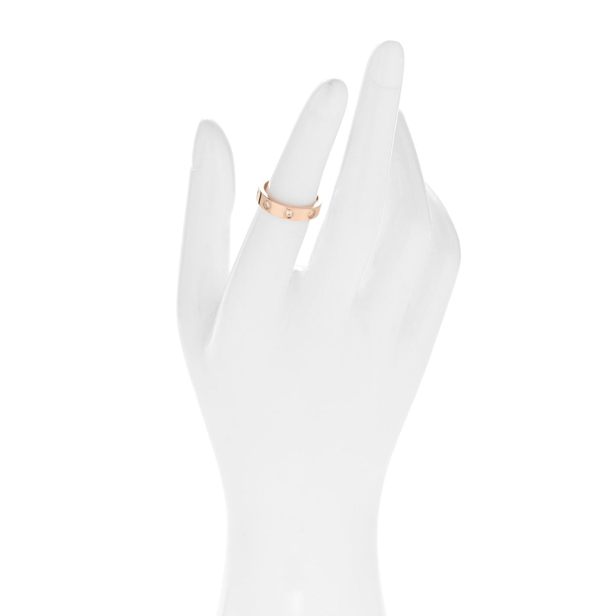 18K Pink Gold 8 Diamond 4mm LOVE Wedding Band Ring 49 5