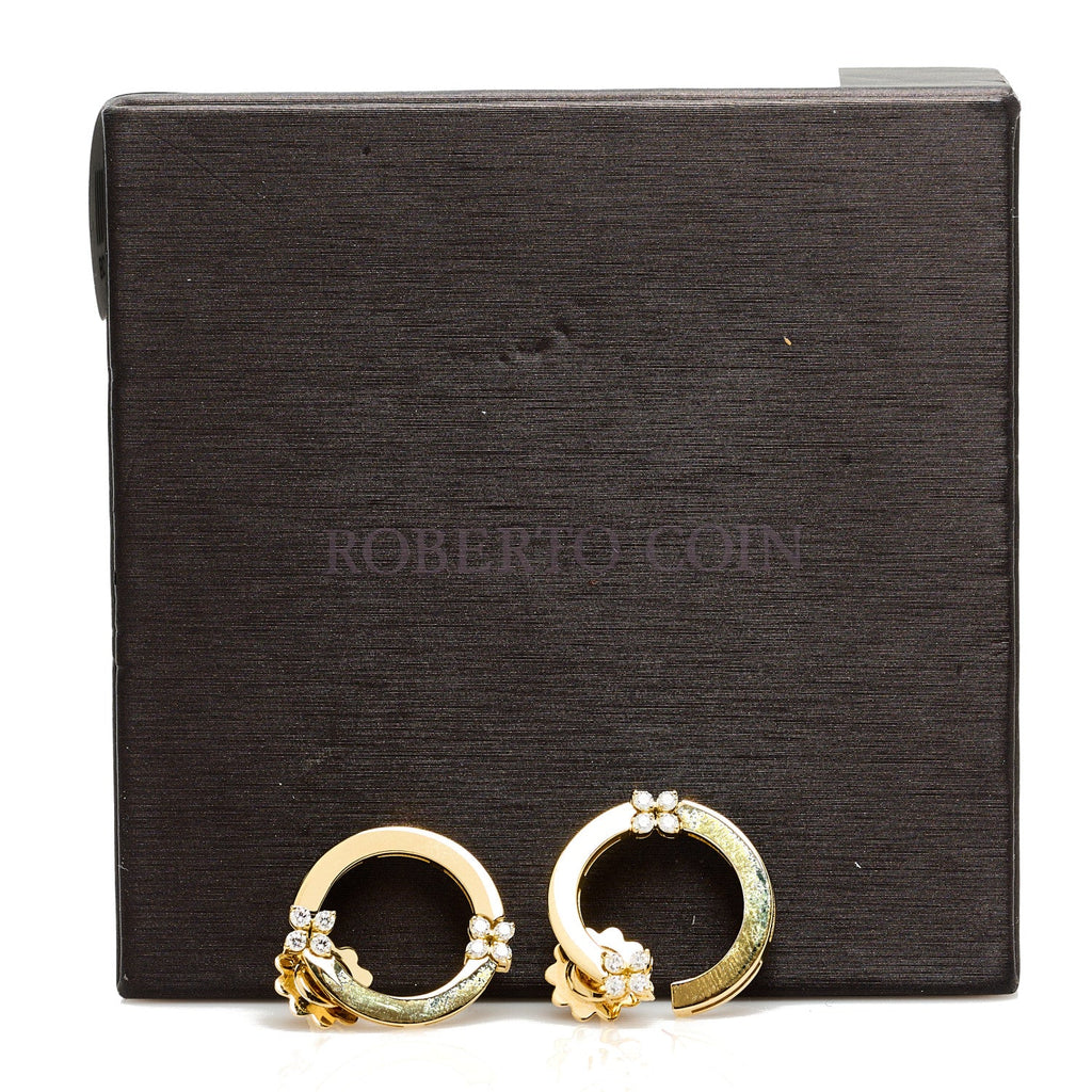 18K Yellow Gold Diamond Double Circle Earrings