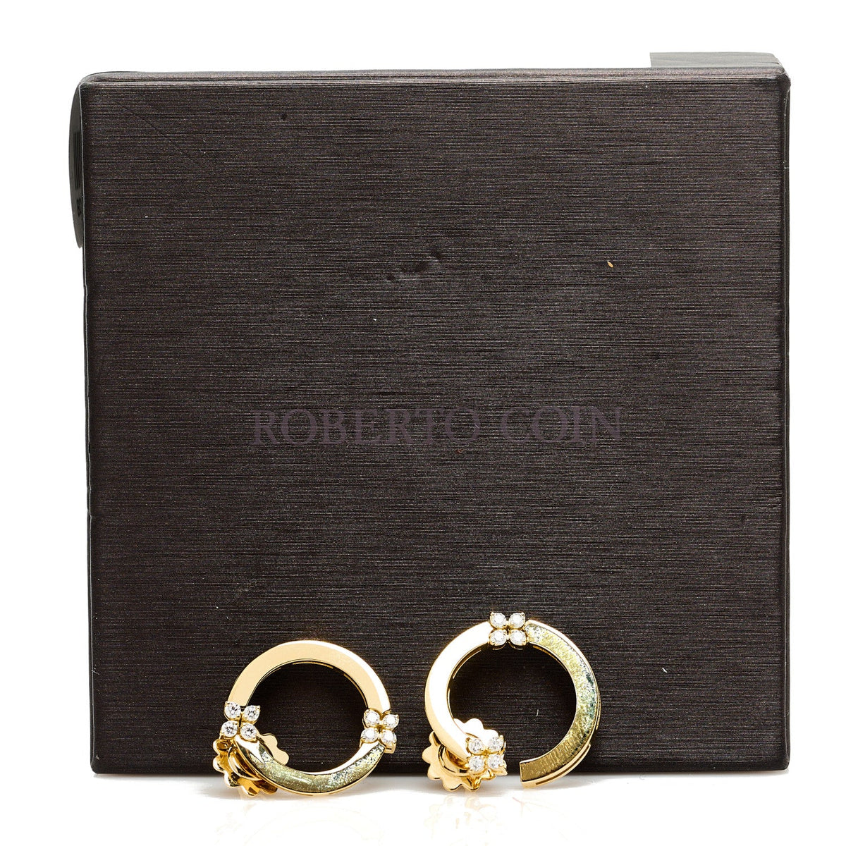 18K Yellow Gold Diamond Double Circle Earrings