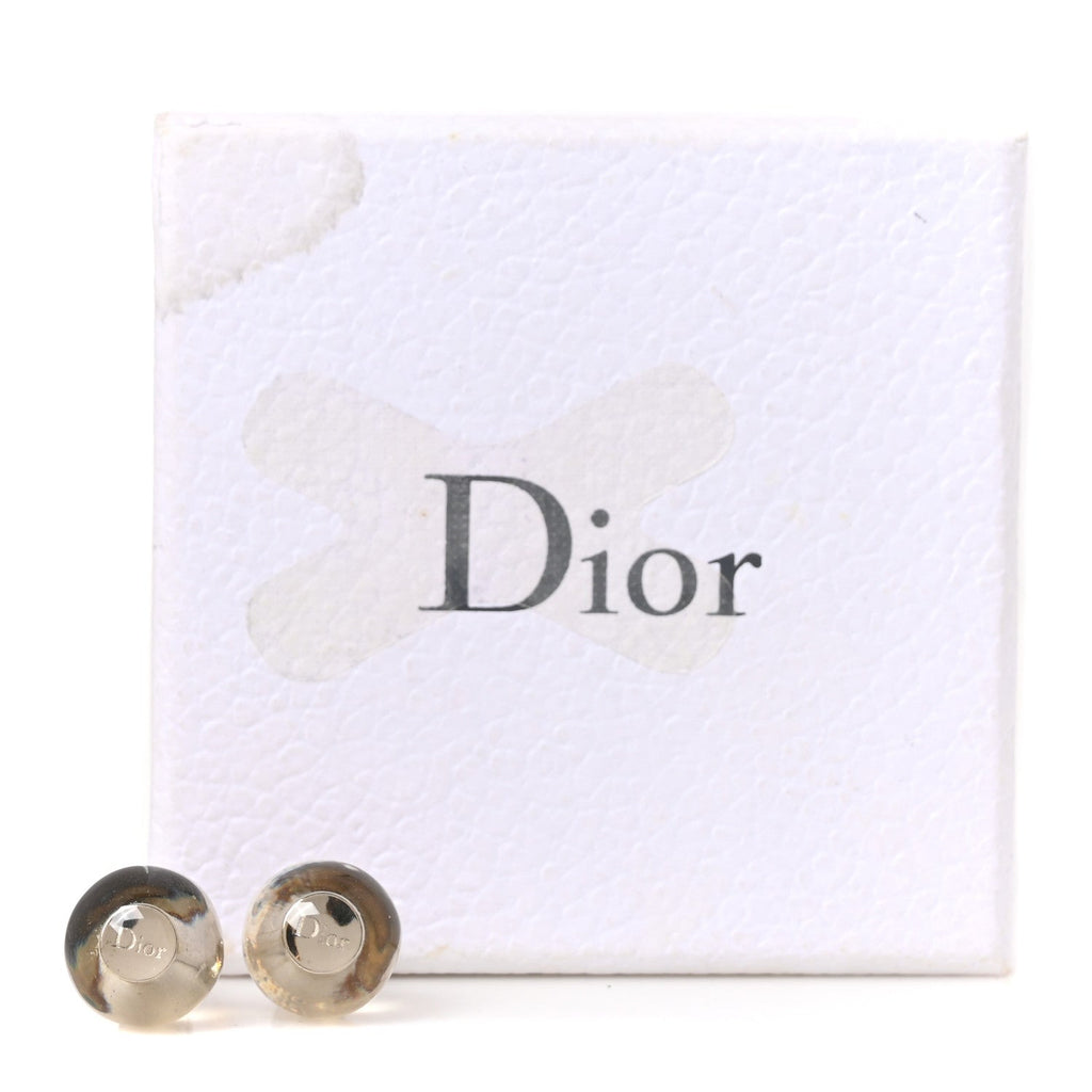 Mise En Dior Tribal Logo Earrings Translucent Silver