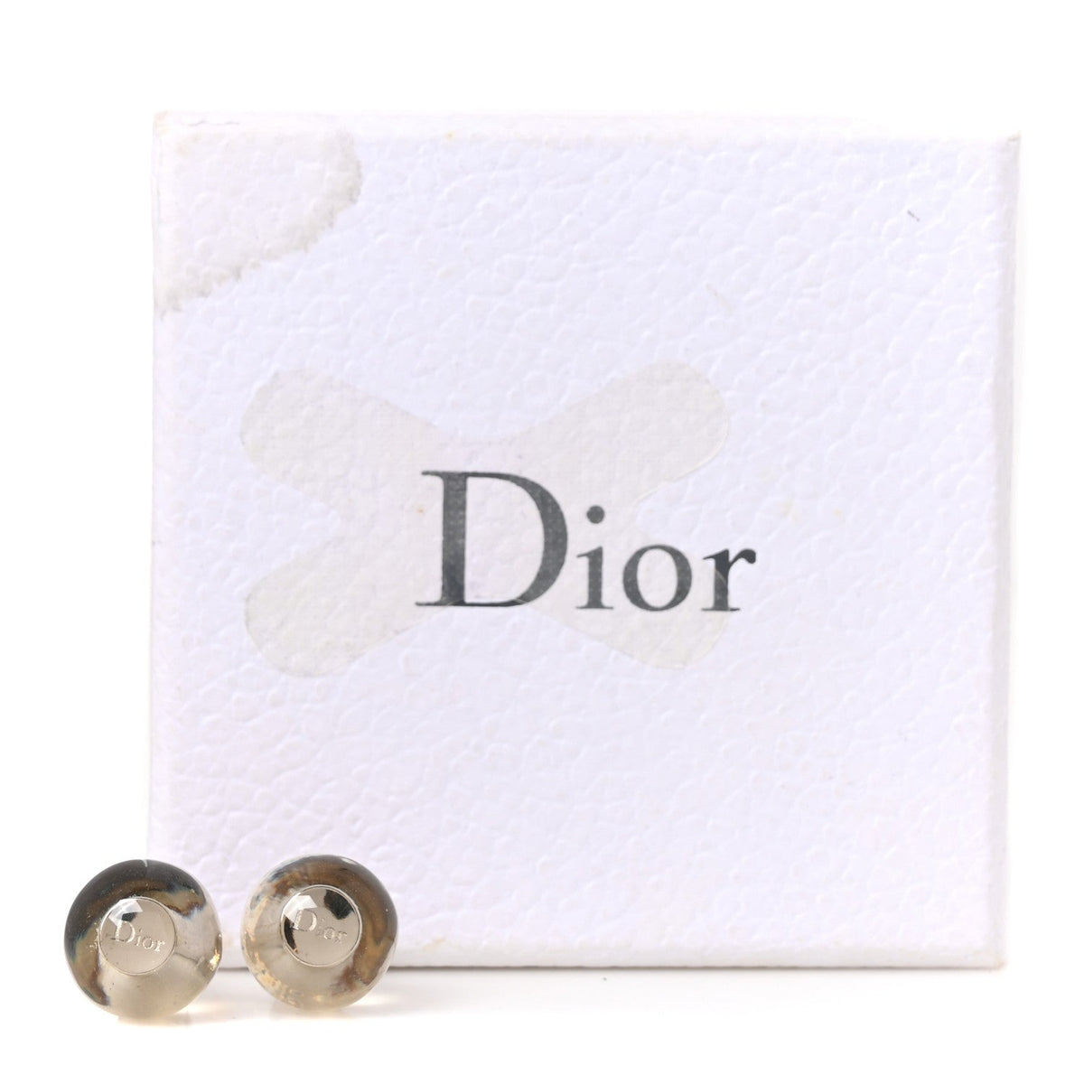 Mise En Dior Tribal Logo Earrings Translucent Silver