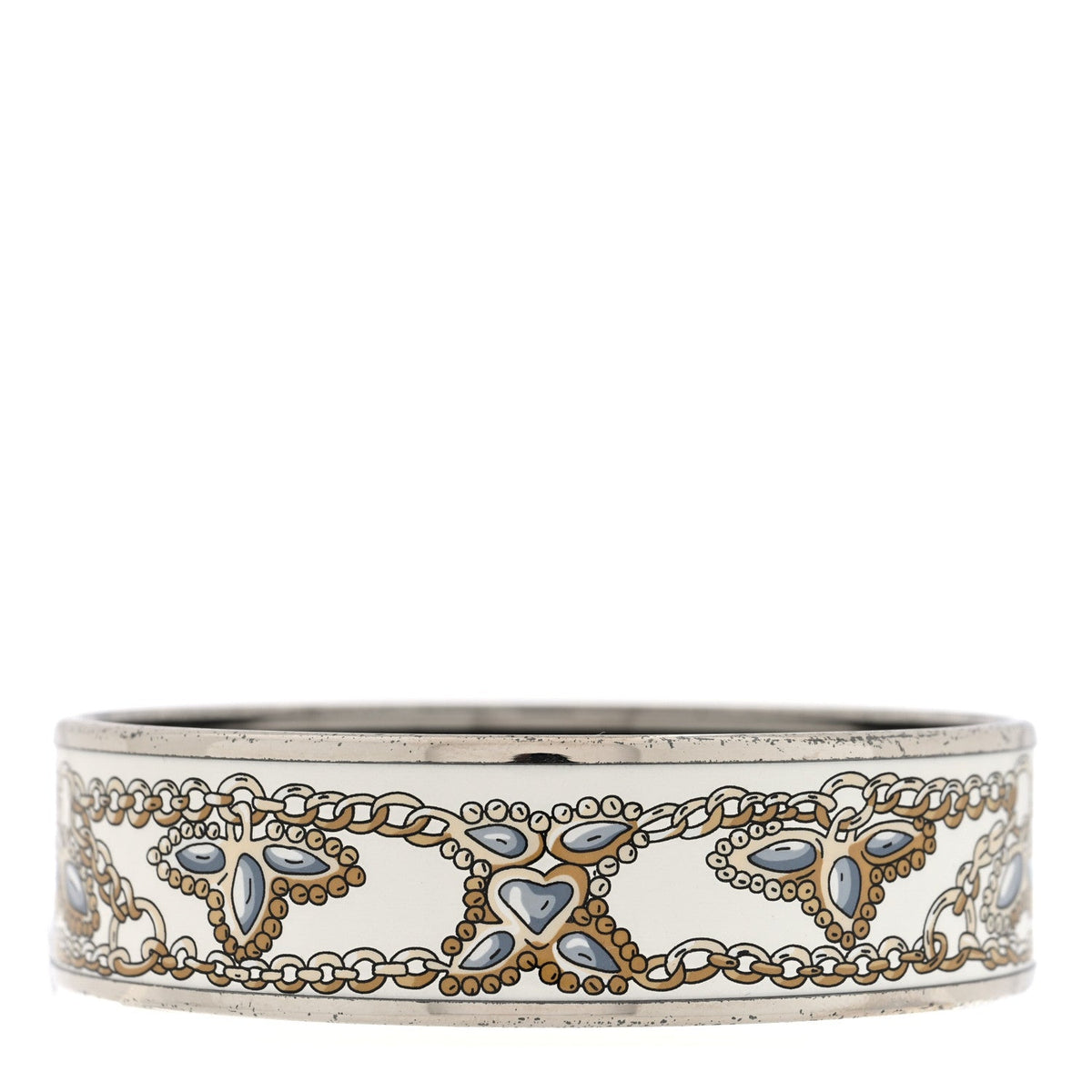 Enamel Printed Wide Bracelet M White
