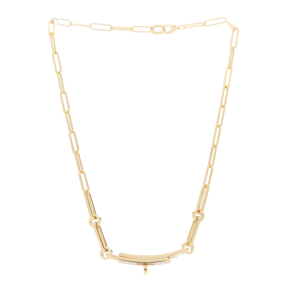 18K Yellow Gold Diamond Pave Kelly Chaine Choker Necklace
