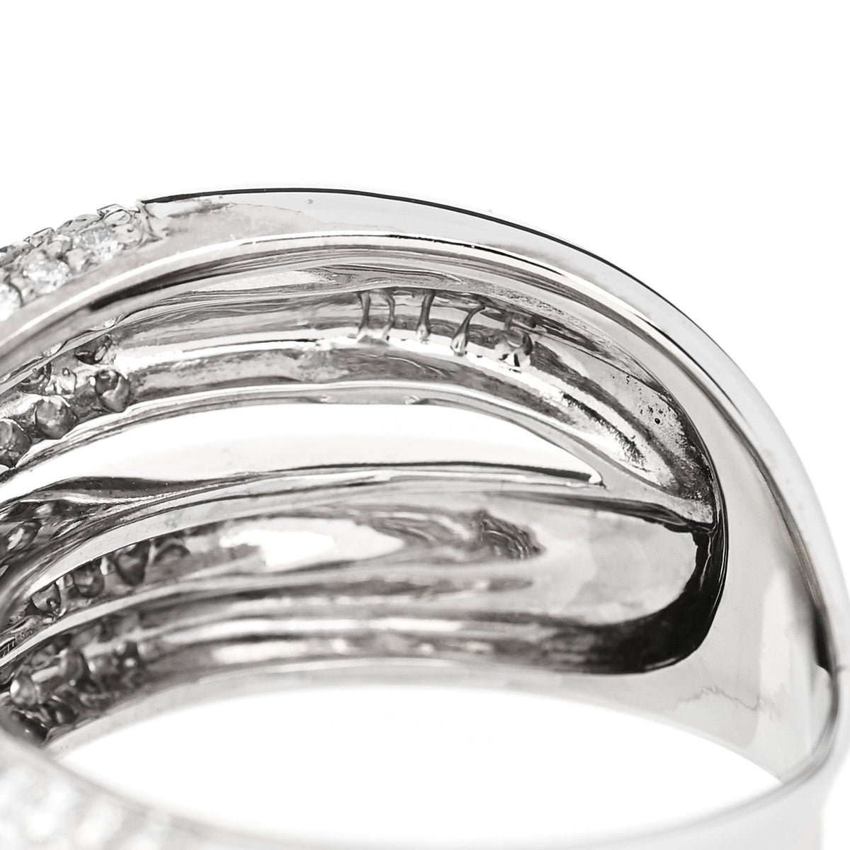 18K White Gold Diamond 1.75ctw Crossover Band Ring 58 8.25