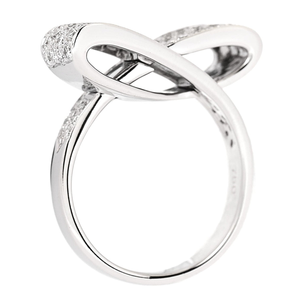 18K White Gold Diamond 1.26ctw Bow Ring 53 6.25