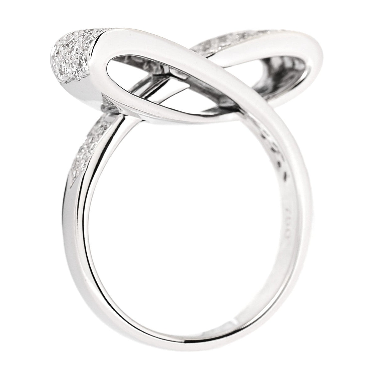 18K White Gold Diamond 1.26ctw Bow Ring 53 6.25