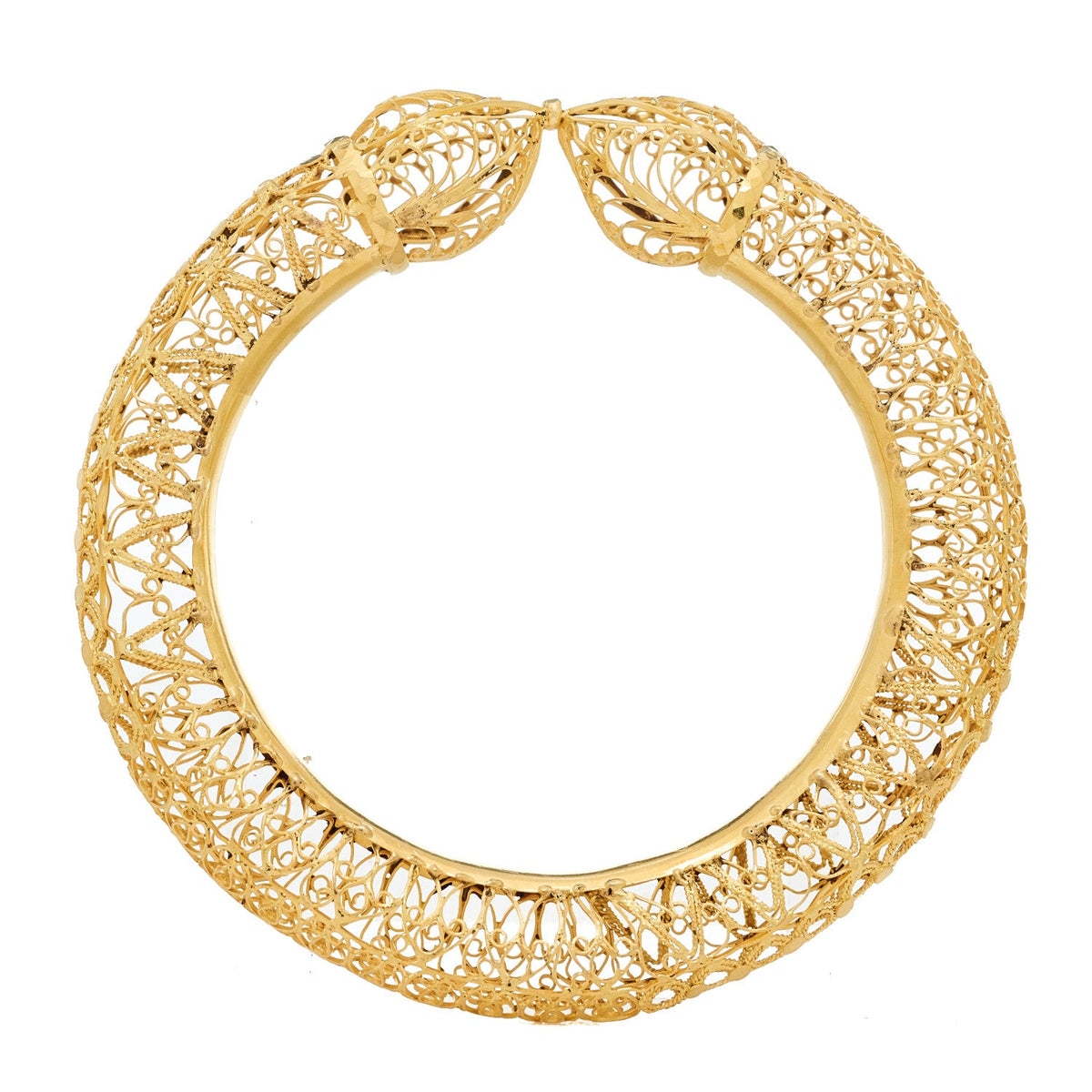 22K Yellow Gold Filigree Bangle Bracelet