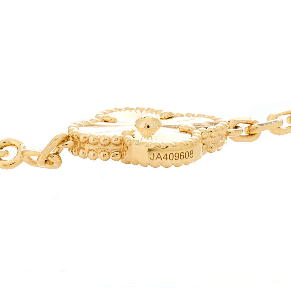 18K Yellow Gold 10 Motifs Guilloche Vintage Alhambra Necklace