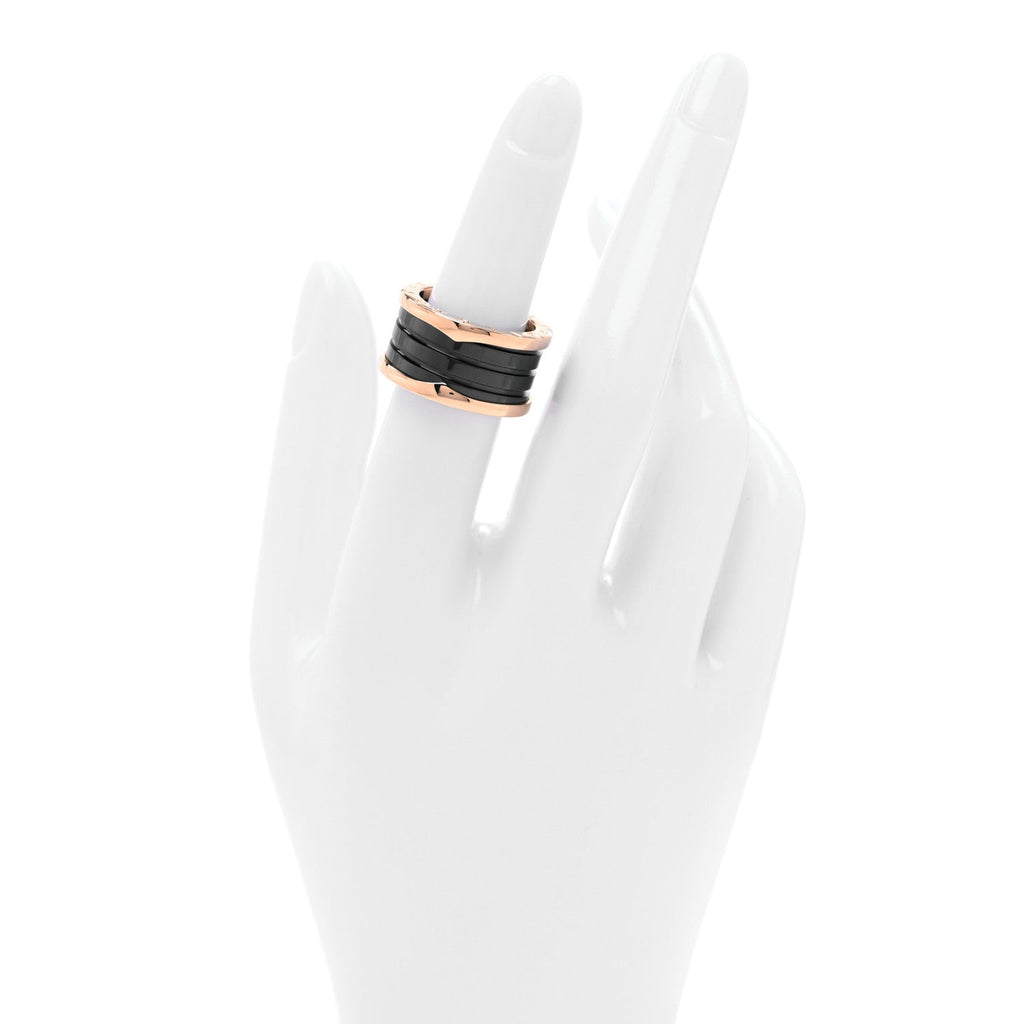 18K Rose Gold Black Ceramic B.Zero1 Four-Band Ring 53 6.25