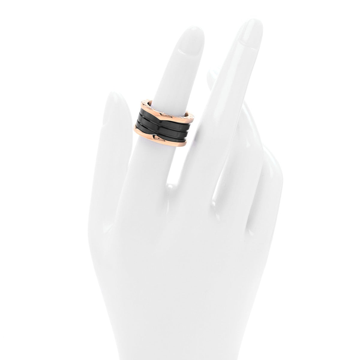 18K Rose Gold Black Ceramic B.Zero1 Four-Band Ring 53 6.25