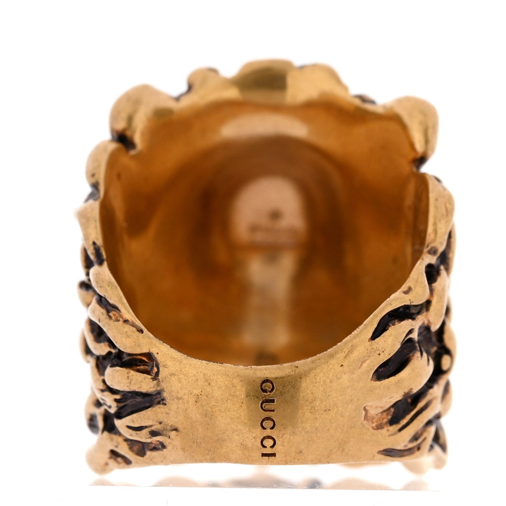 Metal Lion Head Ring 59 8.75 Aged Gold