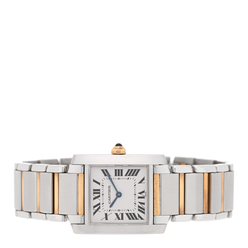 Stainless Steel 18K Yellow Gold 25mm Tank Francaise Quartz Watch