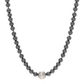 Sterling Silver Hematite Hammered Bead Station Necklace