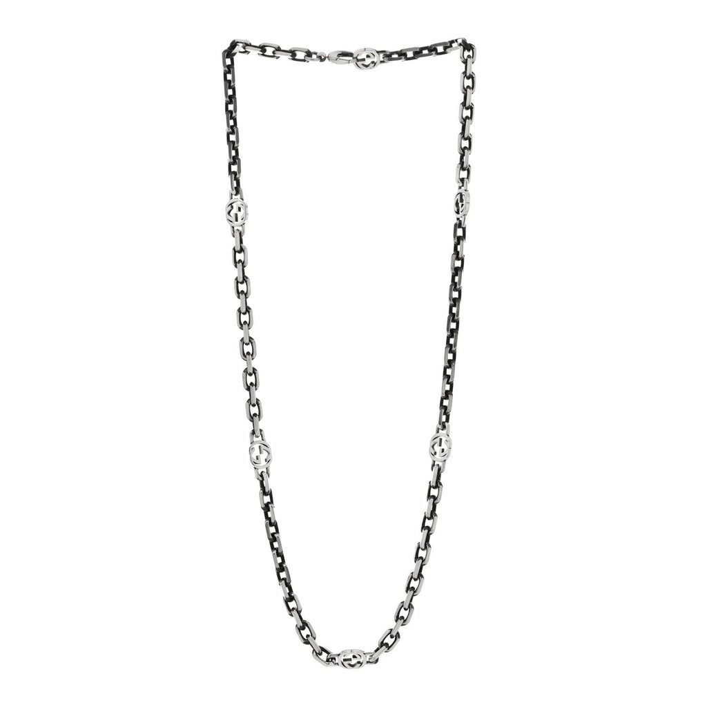 Sterling Silver Interlocking GG Chain Necklace