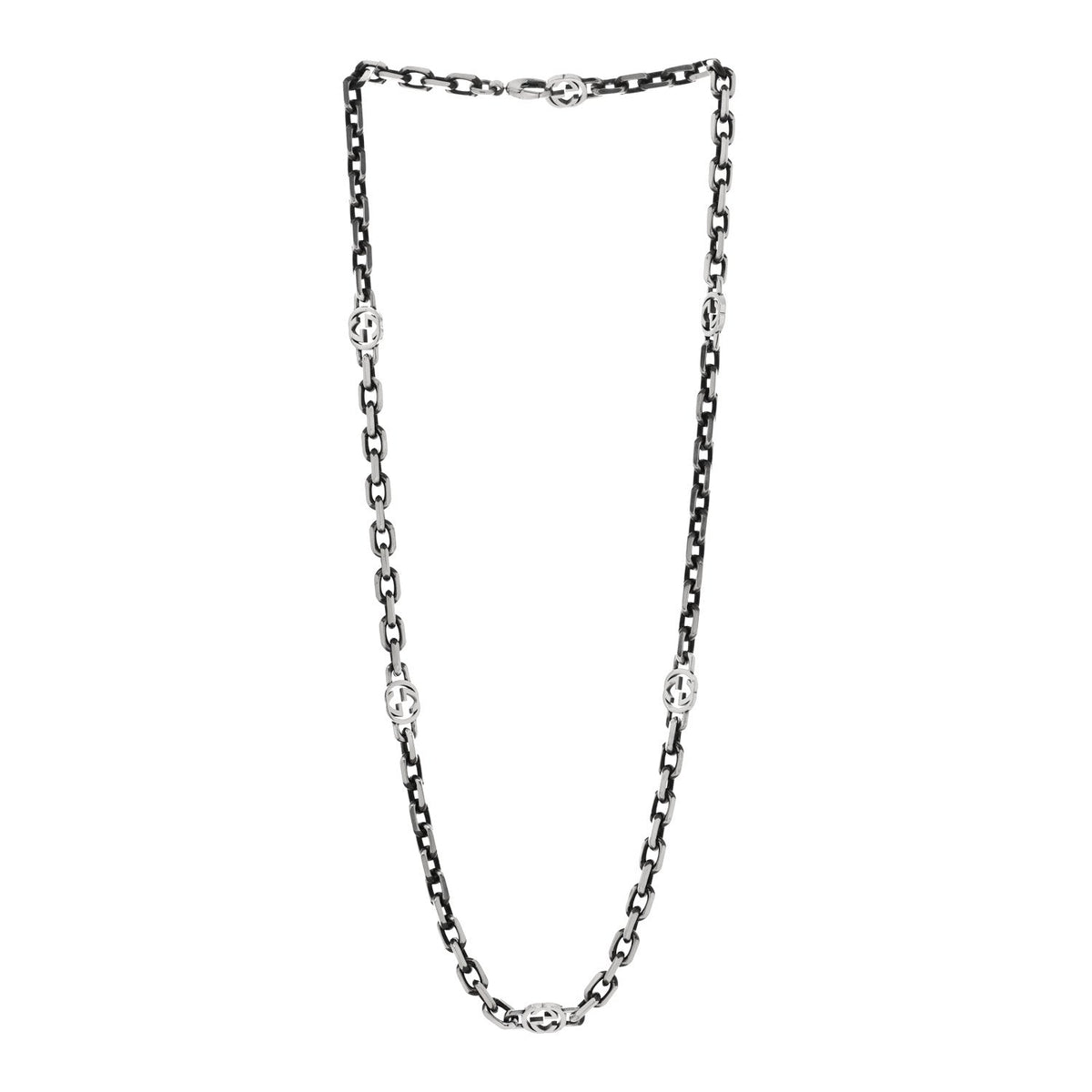 Sterling Silver Interlocking GG Chain Necklace