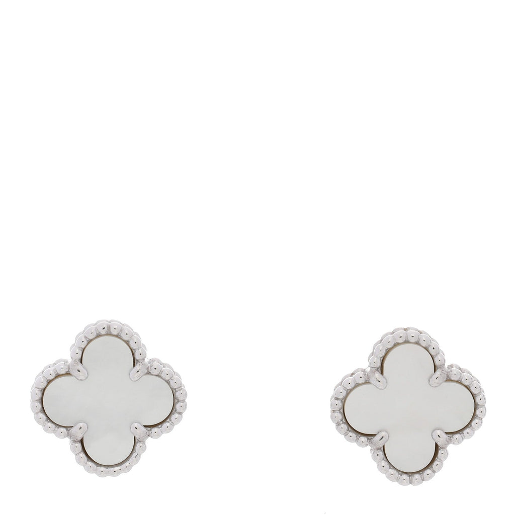 18K White Gold Mother of Pearl Sweet Alhambra Earrings