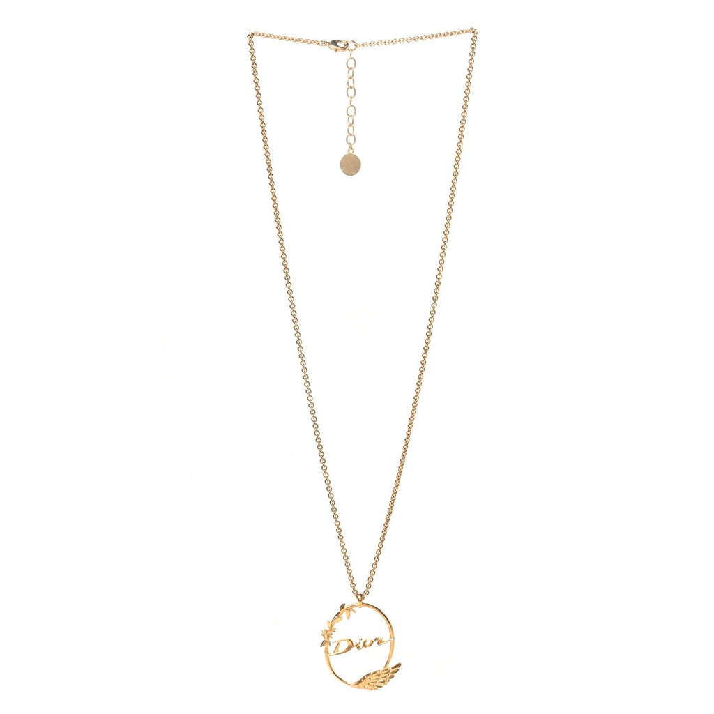 Metal Script Logo Necklace Gold