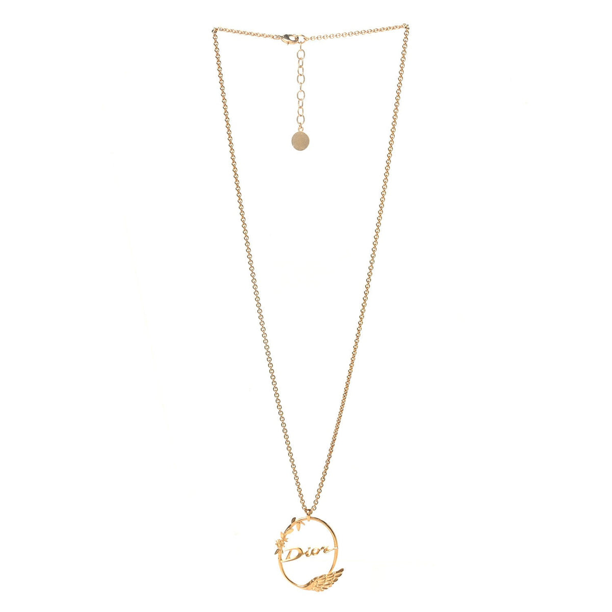 Metal Script Logo Necklace Gold