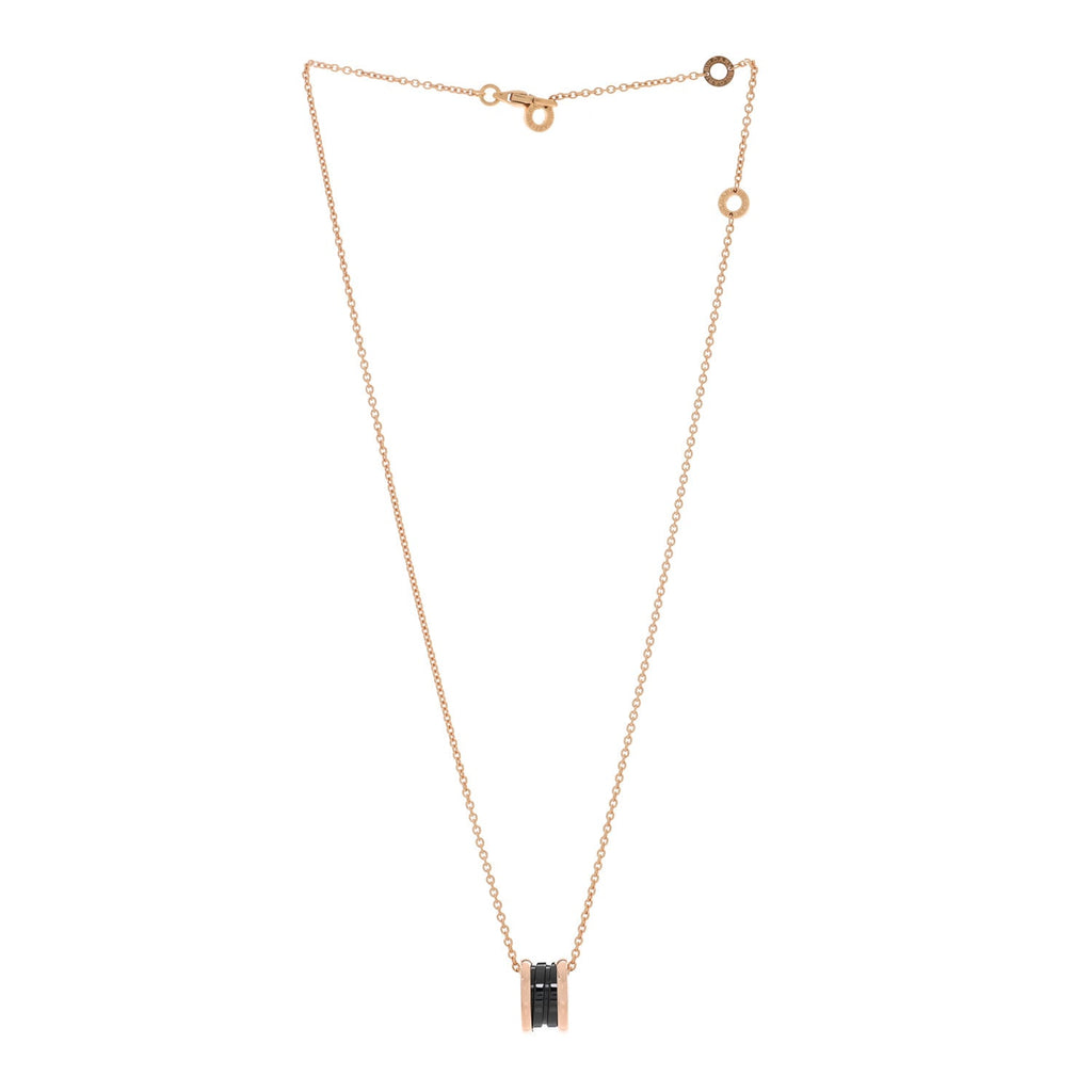 18K Rose Gold Black Ceramic Diamond B.Zero1 Pendant Necklace