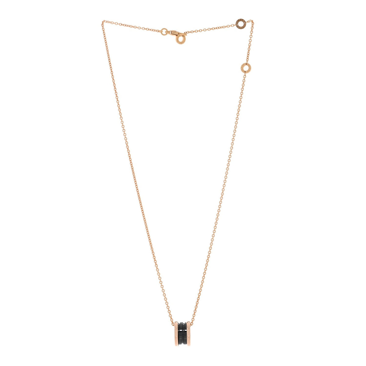 18K Rose Gold Black Ceramic Diamond B.Zero1 Pendant Necklace
