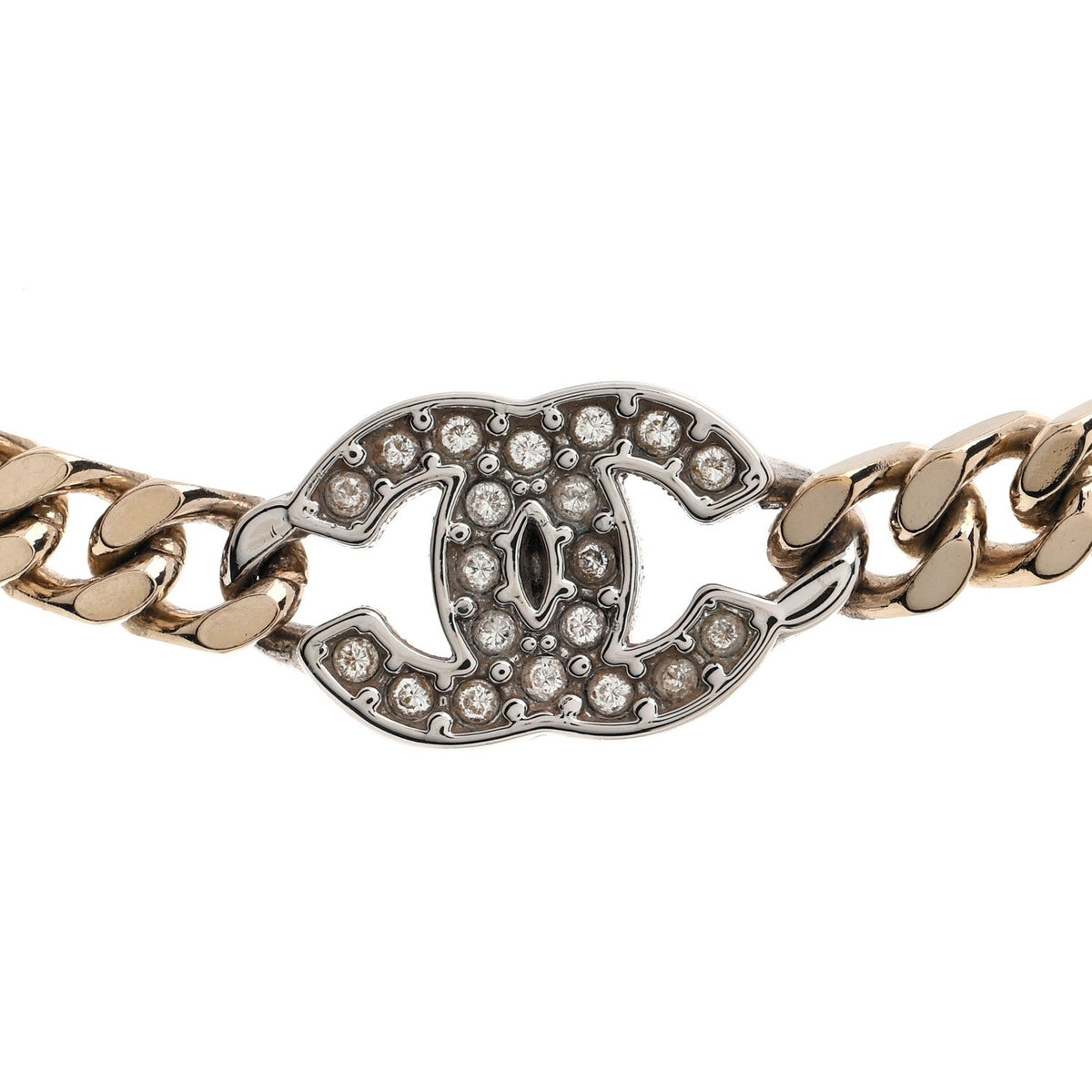 Crystal Chain CC Necklace Gold Silver