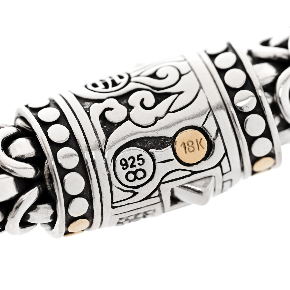 Sterling Silver 18K Yellow Gold Diamond 11mm Naga Bracelet