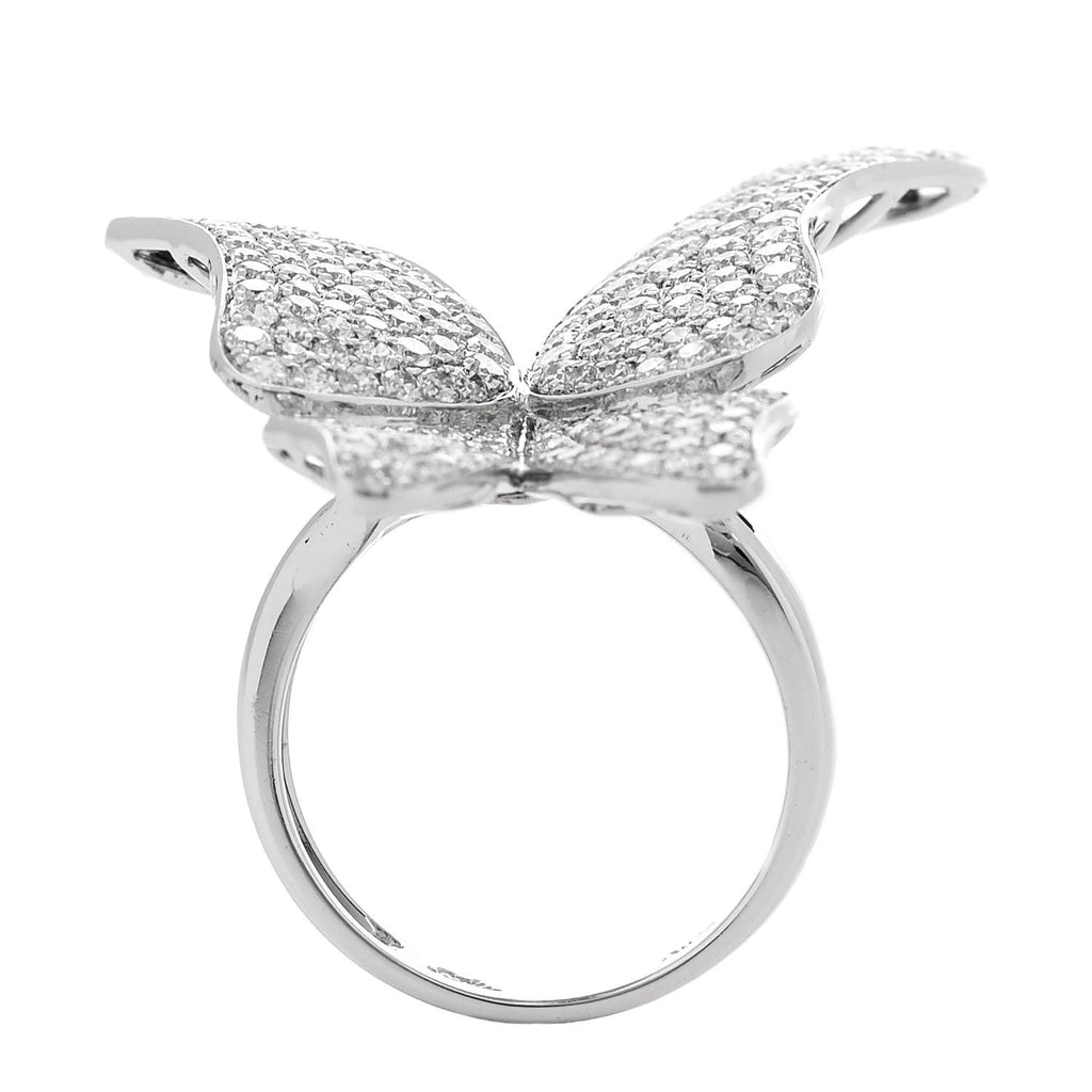 18K White Gold Diamond 3.25ctw Butterfly Ring 54 7