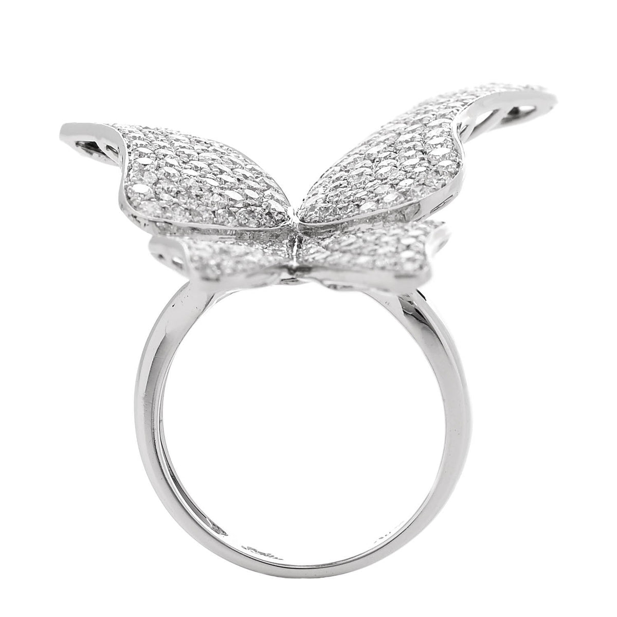 18K White Gold Diamond 3.25ctw Butterfly Ring 54 7