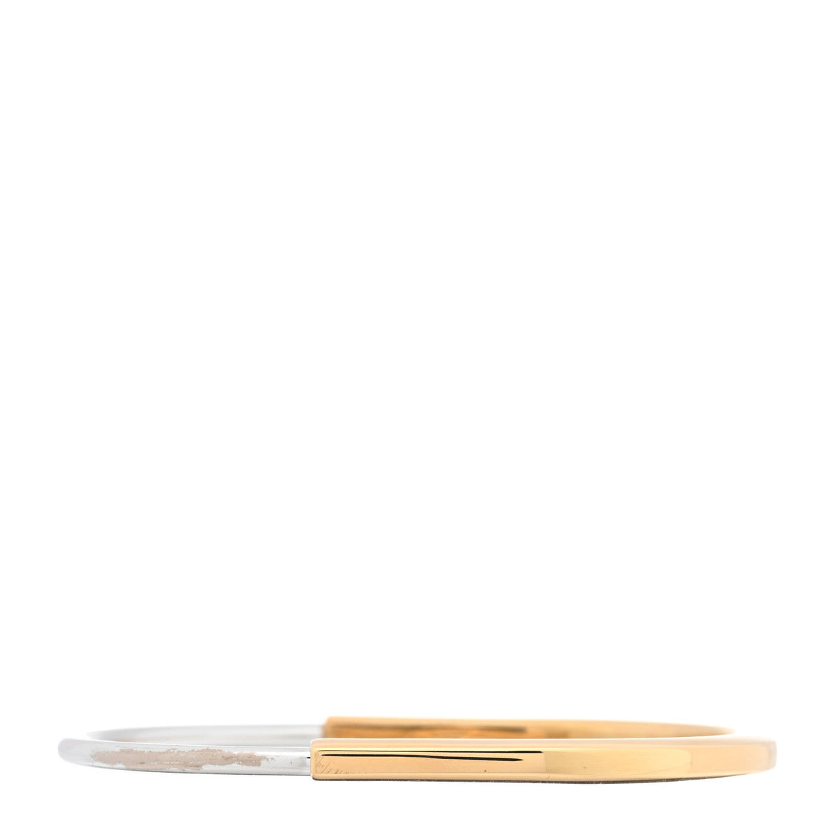 18K Yellow White Gold Lock Narrow Bangle Bracelet