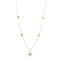 18K Yellow Gold Diamond Love in Verona Flower Five Station Flower Necklace