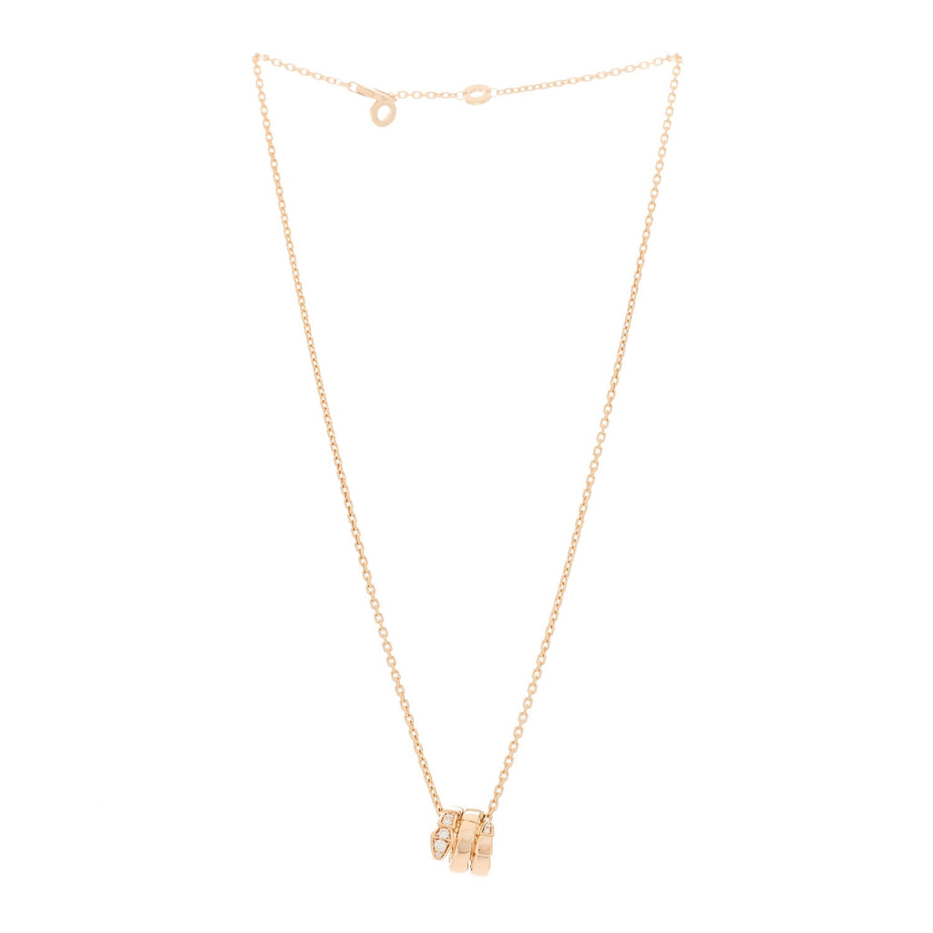 18K Rose Gold Diamond Serpenti Viper Demi Pave Pendant Necklace