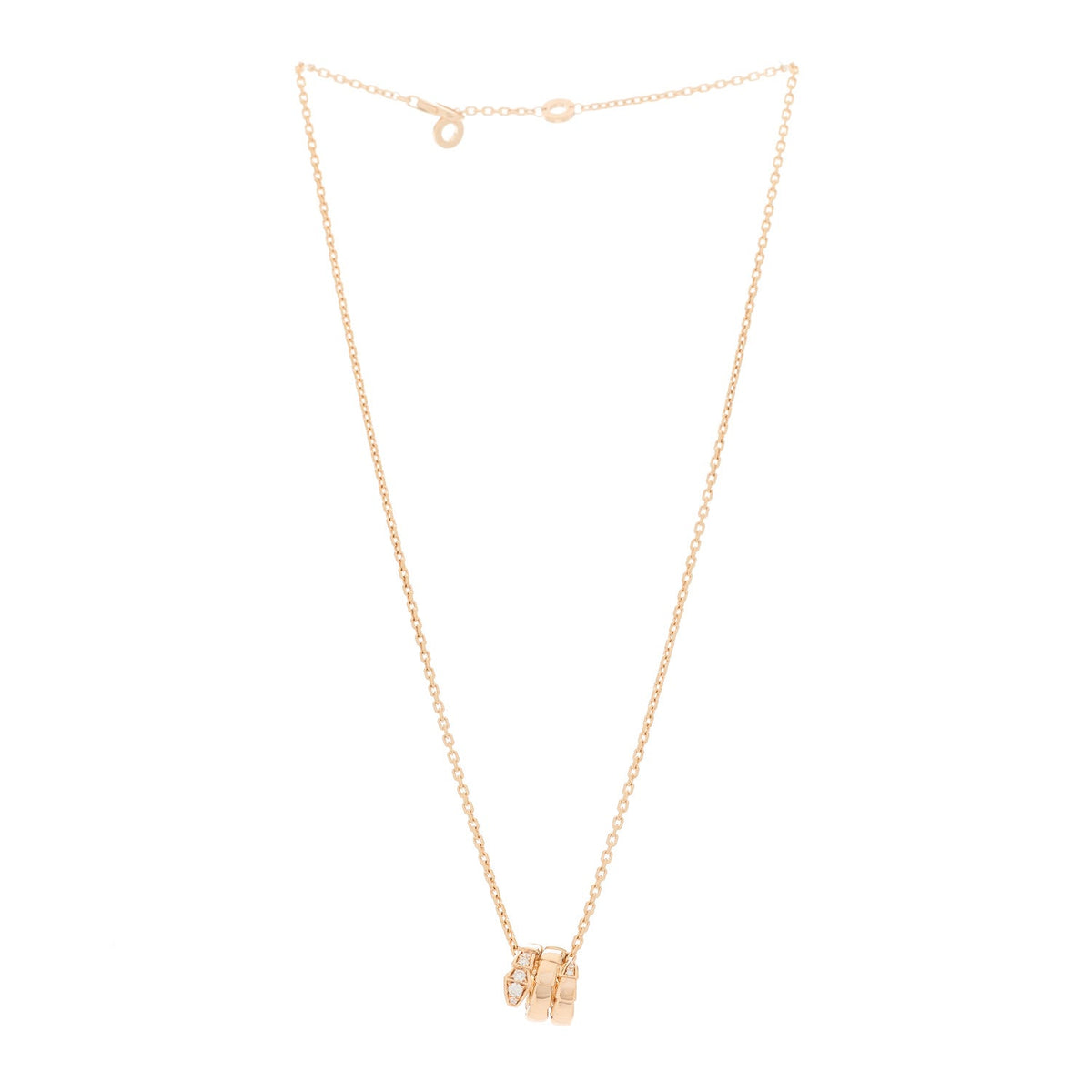 18K Rose Gold Diamond Serpenti Viper Demi Pave Pendant Necklace