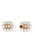 Metal Crystal Double G Clip On Earrings Aged Gold