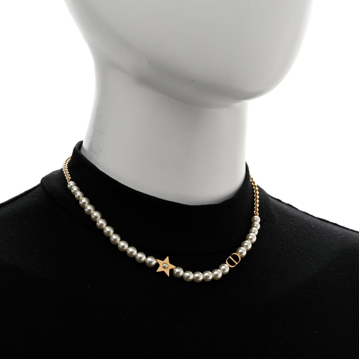 Pearl CD Star Choker Necklace Gold