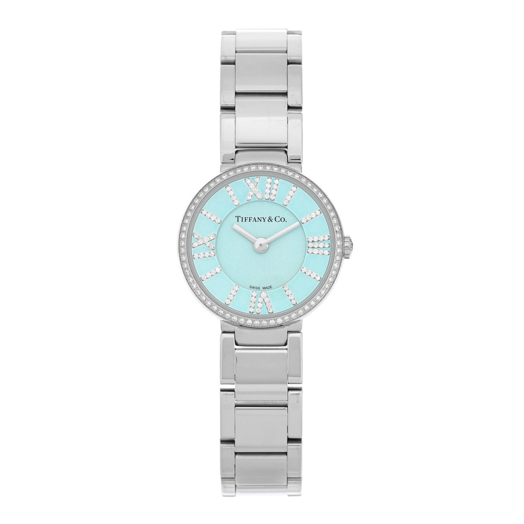 Stainless Steel Diamond Bezel 24mm Atlas 2-Hand Quartz Watch Ice Blue