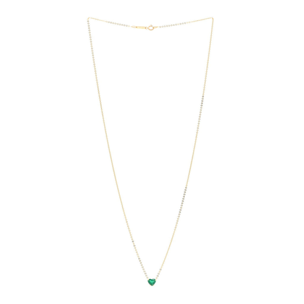 18K Yellow Gold Emerald Heart Necklace