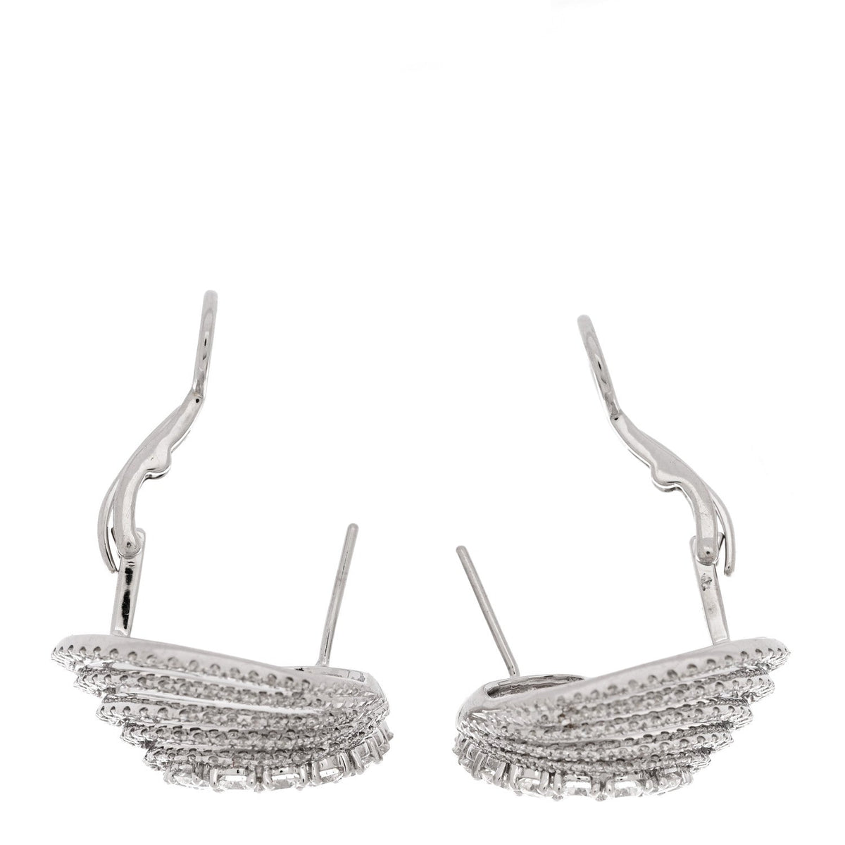 18K White Gold Diamond 4.36ctw Swirl Earrings