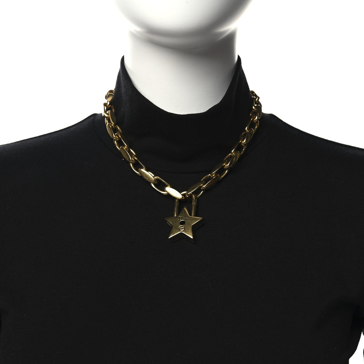 Metal Lucky Star Choker Necklace Aged Gold
