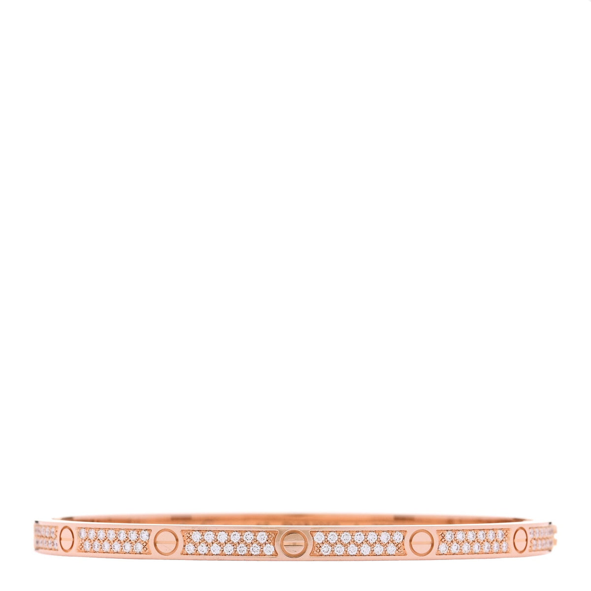 18K Pink Gold Diamond Small LOVE Paved Bracelet 16