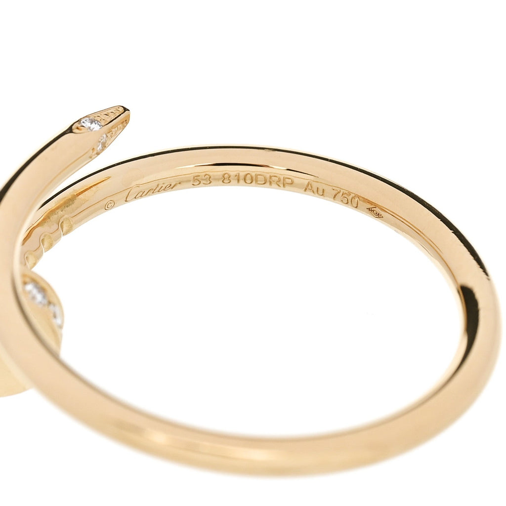 18K Yellow Gold Diamond Small Juste Un Clou Ring 54 6.75