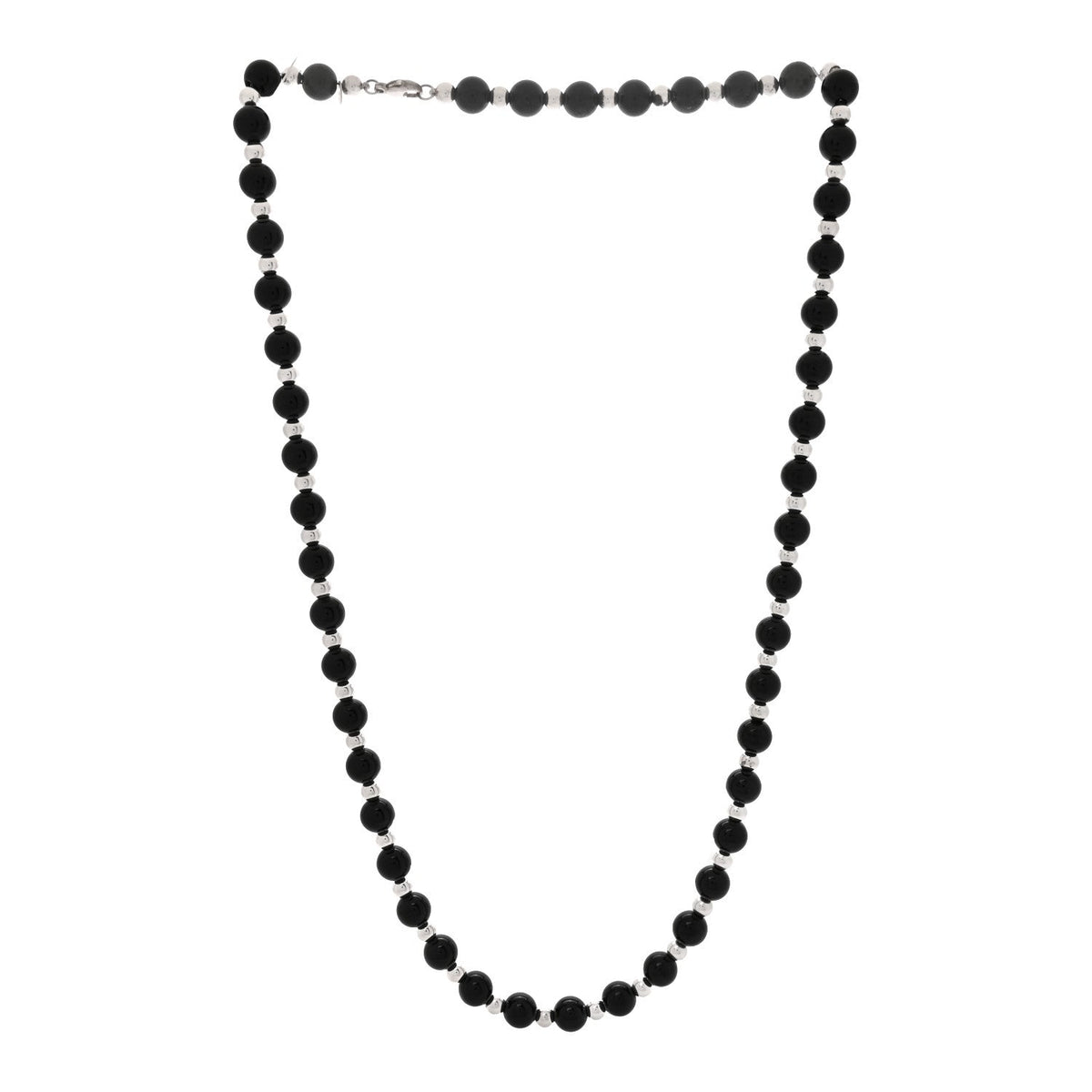 Sterling Silver Black Onyx Bead Necklace