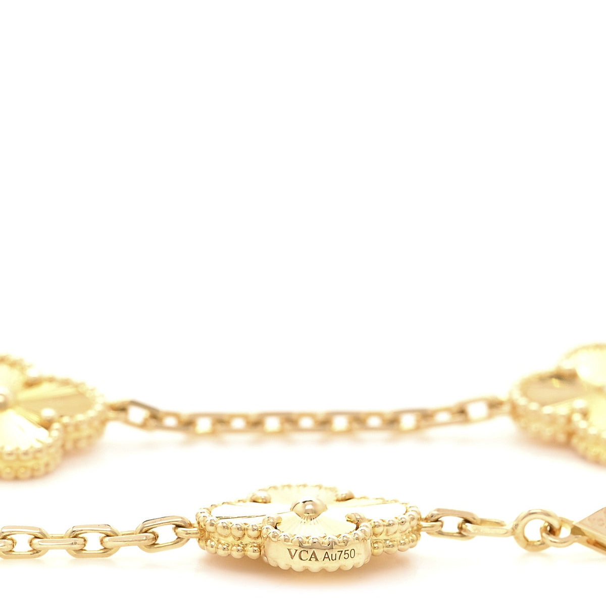 18K Yellow Gold 10 Motifs Guilloche Vintage Alhambra Necklace