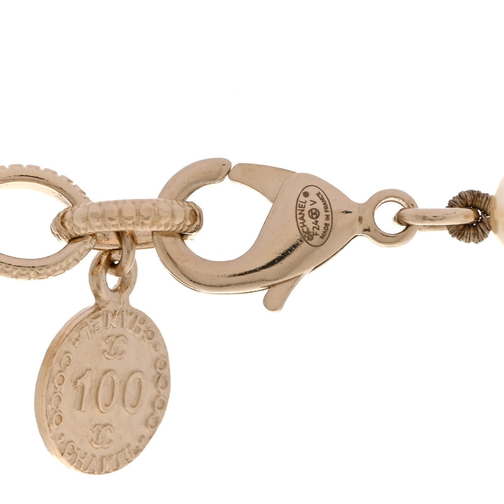 Pearl CC 100th Anniversary Necklace Light Gold