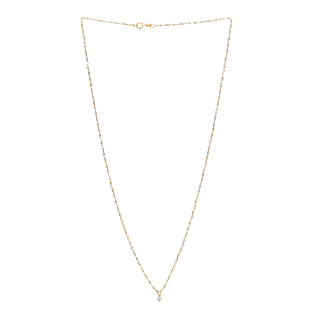 14K Yellow Gold Diamond .08ct Solitaire Pendant Necklace