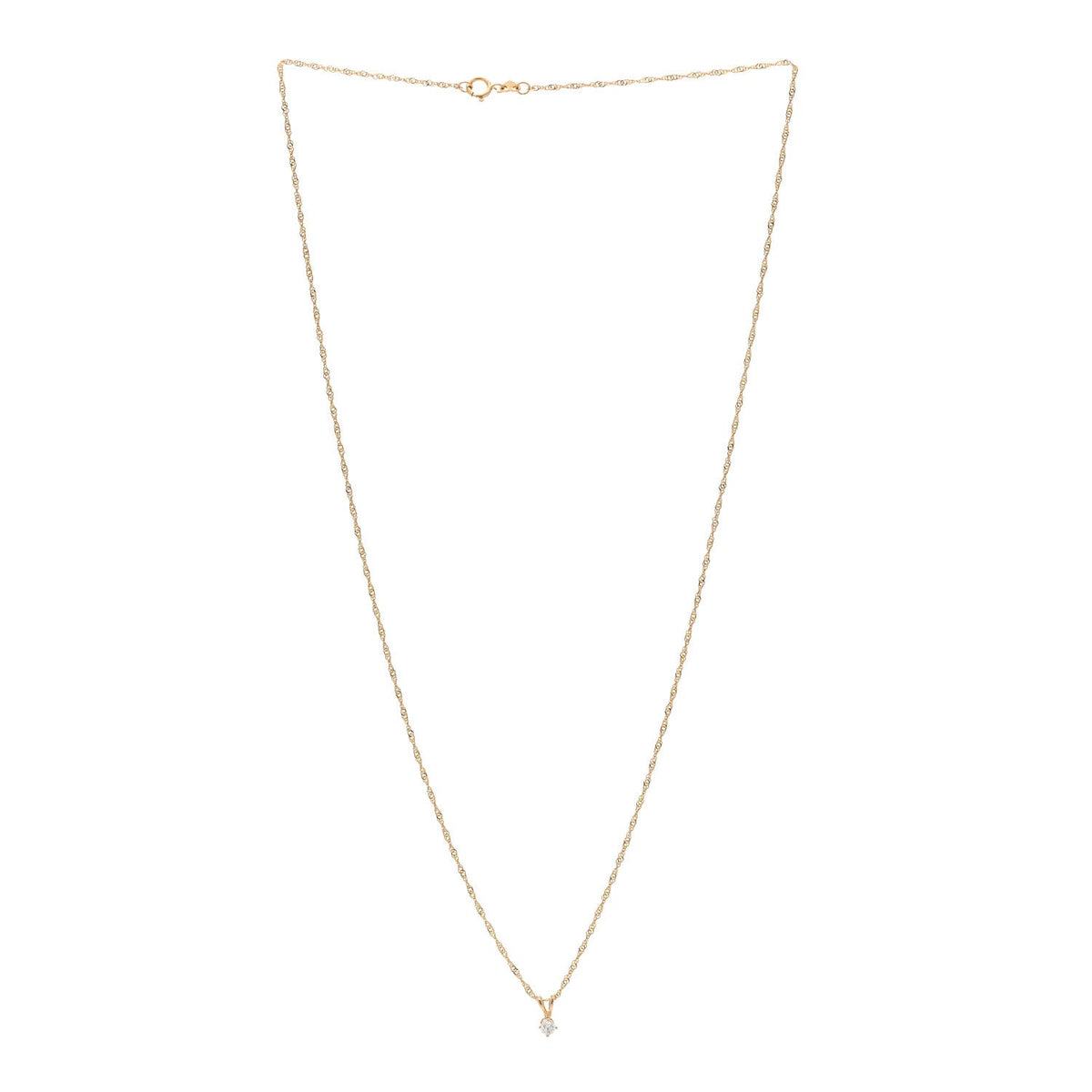 14K Yellow Gold Diamond .08ct Solitaire Pendant Necklace